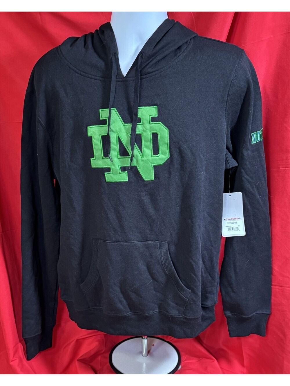 Notre Dame Fighting Irish Big Logo Pullover Sweatshirt Black Womens XL NWT